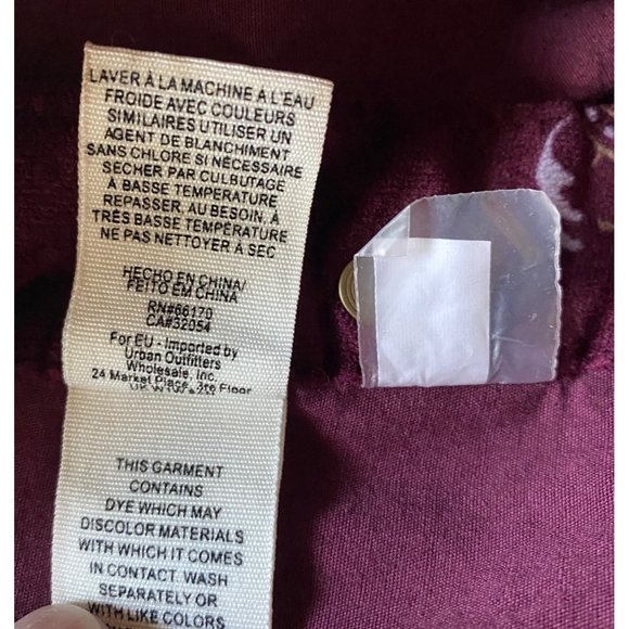 Free People Velvet Mini Skirt Maroon Floral Size 8 - Picture 6 of 7